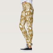 Japanischer Blumendruck auf Gold Leggings (Links)