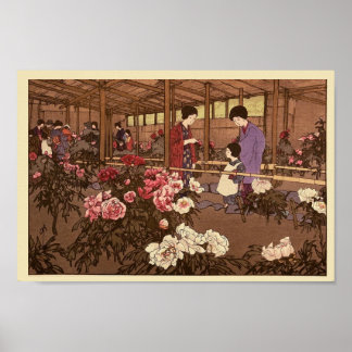Japanischer Blumengarten People Scene Poster Print