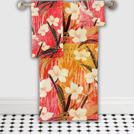Japanischer Blumenkalk Sunset Cocktail Badhandtuch Set