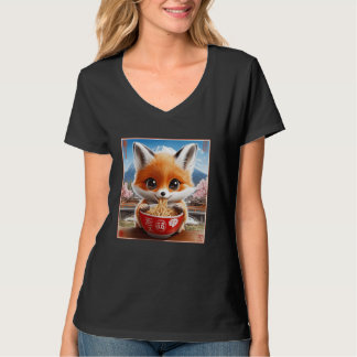 Japanischer Blumenstrauß Fuji Noodles Niedlich Fox T-Shirt