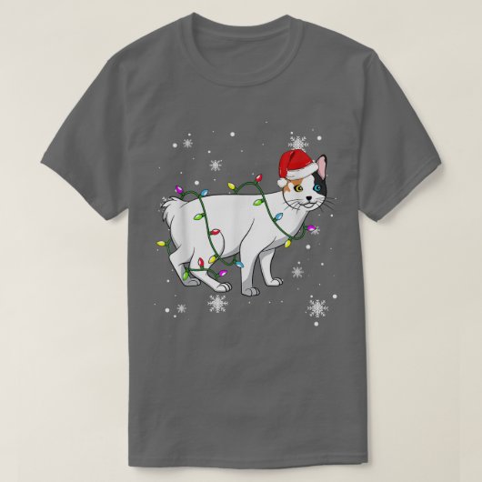 Japanischer Bobtail Chat WeihnachtsLICHT Weihnacht T-Shirt (Design vorne)