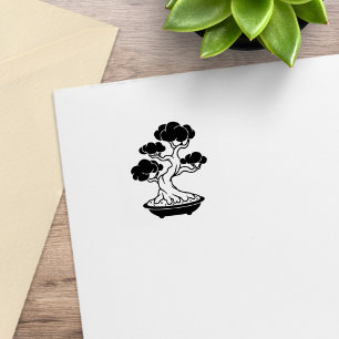 Japanischer Bonsai-Baum in einem Tablett 1x1 Gummistempel