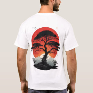 Japanischer Bonsai-Baum Rote Sonne Ästhetisches Gr T-Shirt