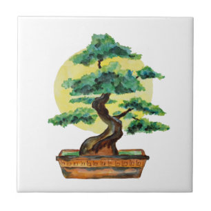 Japanischer Bonsai-Baum Sonnenschein Fliese