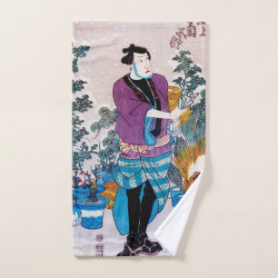 Japanischer Bonsai Master, Kuniyoshi, Ukiyo-e Handtuch