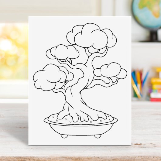 Japanischer Bonsai Tree auf einer Farbseite für Tr Gummistempel