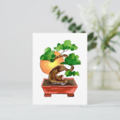 Japanischer Bonsai Tree und Sun Postkarte (Stehend Vorderseite)
