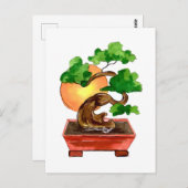 Japanischer Bonsai Tree und Sun Postkarte (Vorne/Hinten)