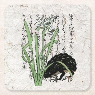 Japanischer botanischer Frosch Kröte aus dem achtz Rechteckiger Pappuntersetzer