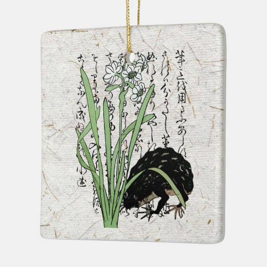 Japanischer Botanischer Frosch Toad im achtzehnten Keramikornament (Links)