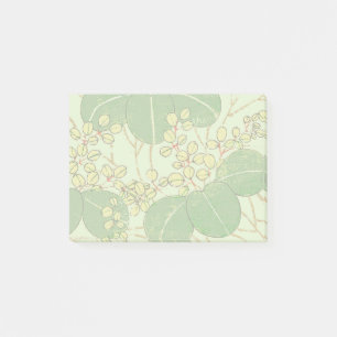 Japanischer botanischer grüner Blatt-Holzschnitt Post-it Klebezettel