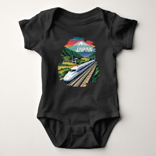 Japanischer Bullet Train und Fuji Mount Baby Strampler (Vorderseite)