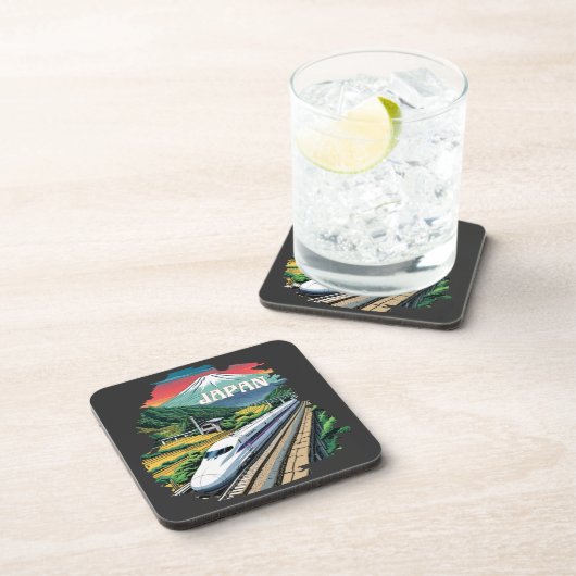 Japanischer Bullet Train und Fuji Mount Getränkeuntersetzer (Rechte Seite)