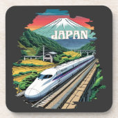 Japanischer Bullet Train und Fuji Mount Getränkeuntersetzer (Vorderseite)