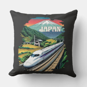 Japanischer Bullet Train und Fuji Mount Kissen