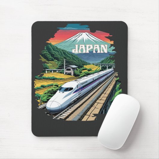 Japanischer Bullet Train und Fuji Mount Mousepad (Mit Mouse)