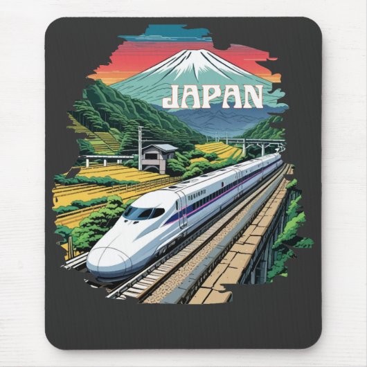 Japanischer Bullet Train und Fuji Mount Mousepad (Vorne)