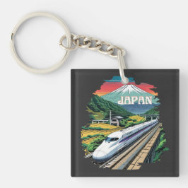 Japanischer Bullet Train und Fuji Mount Schlüsselanhänger