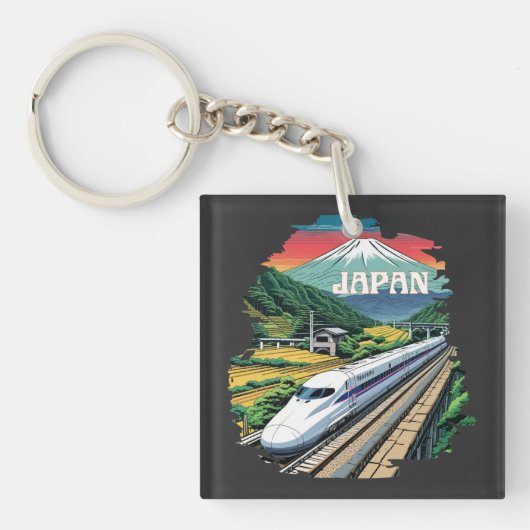 Japanischer Bullet Train und Fuji Mount Schlüsselanhänger (Vorderseite)