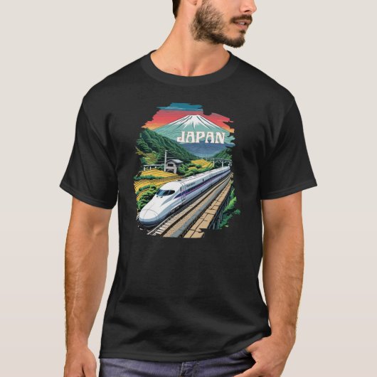 Japanischer Bullet Train und Fuji Mount T-Shirt (Vorderseite)
