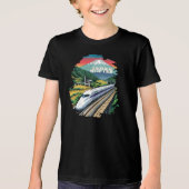 Japanischer Bullet Train und Fuji Mount Tri-Blend Shirt (Vorderseite)