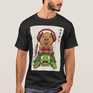 Japanischer Capybara-Gamer Lustige Schildkröte T-Shirt