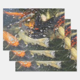 Japanischer Carp Koi Fisch schwimmen Geschenkpapier Set