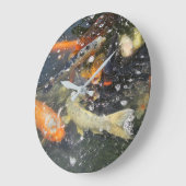 Japanischer Carp Koi Fisch schwimmen Große Wanduhr (Winkel)