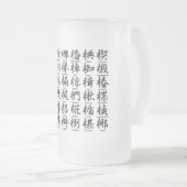 Japanischer Charakter betreffend das Holzschwarze Mattglas Bierglas (VorderseiteRechts)