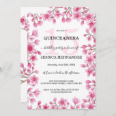 Japanischer Cherry Blossom Blumengrenzm Quinceañer Einladung (Vorne/Hinten)