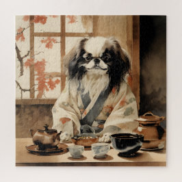Japanischer Chin Dog Gastgeber einer Teezeremonie Puzzle