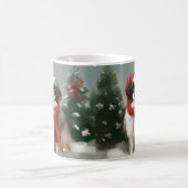 Japanischer Chin Dog in Schnee Weihnachten Kaffeetasse (Mittel)