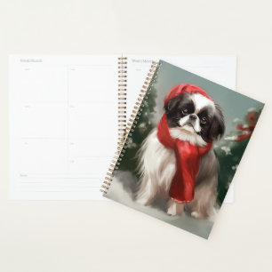 Japanischer Chin Dog in Schnee Weihnachten Planer