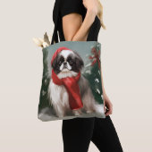 Japanischer Chin Dog in Schnee Weihnachten Tasche (Von Nahem)