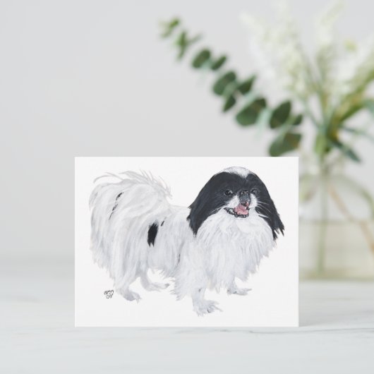 Japanischer Chin Dog Postkarte (Stehend Vorderseite)