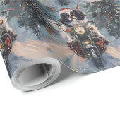 Japanischer Chin Dog Riding Motorrad Weihnachten Geschenkpapier (Rolleneckpunkt)