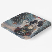 Japanischer Chin Dog Riding Motorrad Weihnachten Pappteller (Gewinkelt)