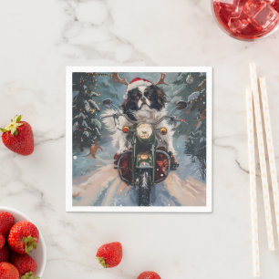 Japanischer Chin Dog Riding Motorrad Weihnachten Serviette