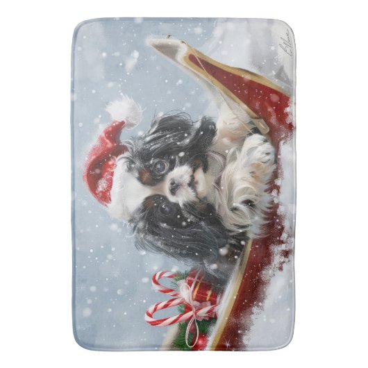 Japanischer Chin Dog Weihnachtsfest Badematte (Vorderseite Vertikal)