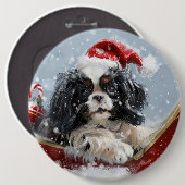Japanischer Chin Dog Weihnachtsfest Button (Vorne & Hinten)