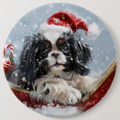 Japanischer Chin Dog Weihnachtsfest Button (Vorderseite)