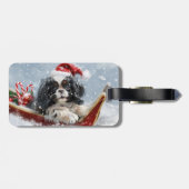 Japanischer Chin Dog Weihnachtsfest Gepäckanhänger (Rückseite horizontal)