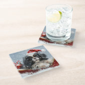 Japanischer Chin Dog Weihnachtsfest Glasuntersetzer (Schrägansicht)