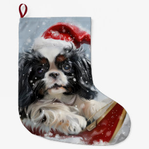 Japanischer Chin Dog Weihnachtsfest Großer Weihnachtsstrumpf