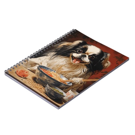 Japanischer Chin Eating Ramen Notizblock (Linke Seite)