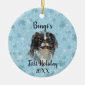 Japanischer Chin First Holiday Keramik Ornament (Vorne)