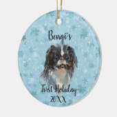 Japanischer Chin First Holiday Keramik Ornament (Links)