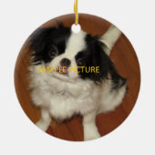 Japanischer Chin First Holiday Keramik Ornament (Hinten)