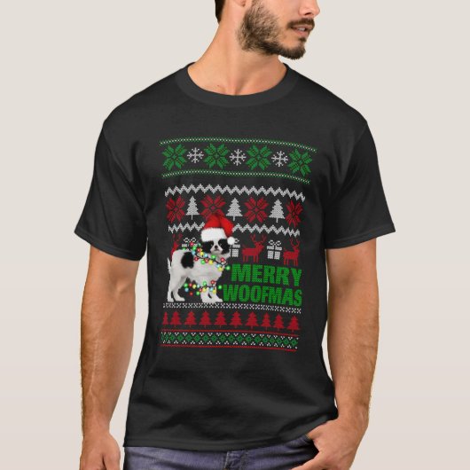 Japanischer Chin für fröhliche Woofmas hässliche W T-Shirt (Vorderseite)