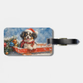 Japanischer Chin Hund in Sledge Let it Snow Weihna Gepäckanhänger (Rückseite horizontal)